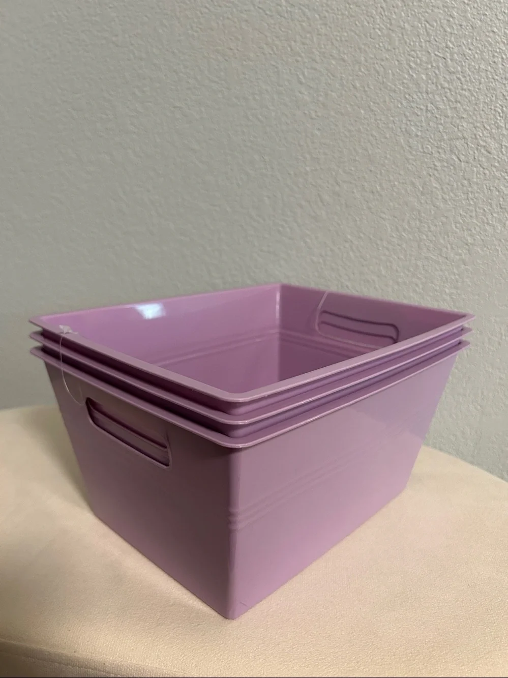 3-Pack Purple Plastic Storage Tub- Bin with Handles-Home Accents-Gift Basket-NEW